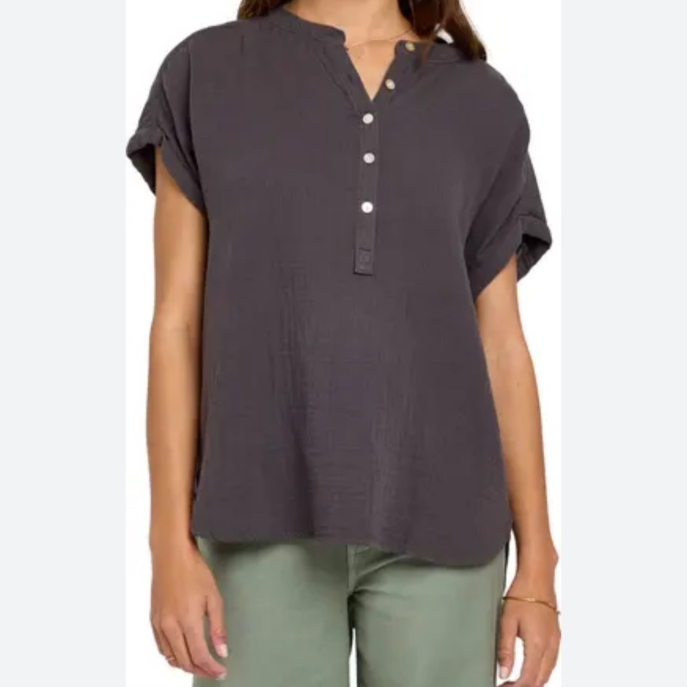 Faherty Dream Desmond Organic Cotton Top Gray XS